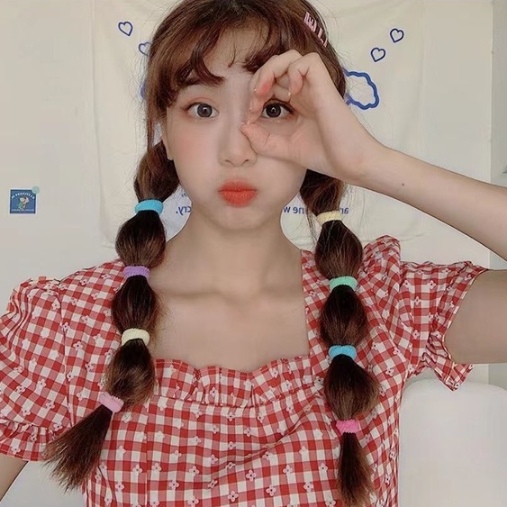 Dây Buộc Tóc Cao Su Dày Co Giãn Không Đường May Phong Cách Hàn Quốc