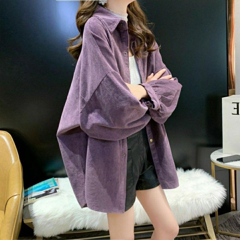 Áo Khoác Sơ Mi Tay Dài Dáng Rộng Thời Trang Cho Nữ