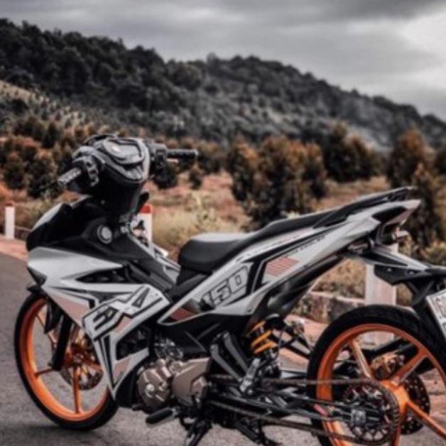 DECAL PVC 5 LỚP CHẤT LƯỢNG CAO Tem rời Exciter 150 trắng đen cam