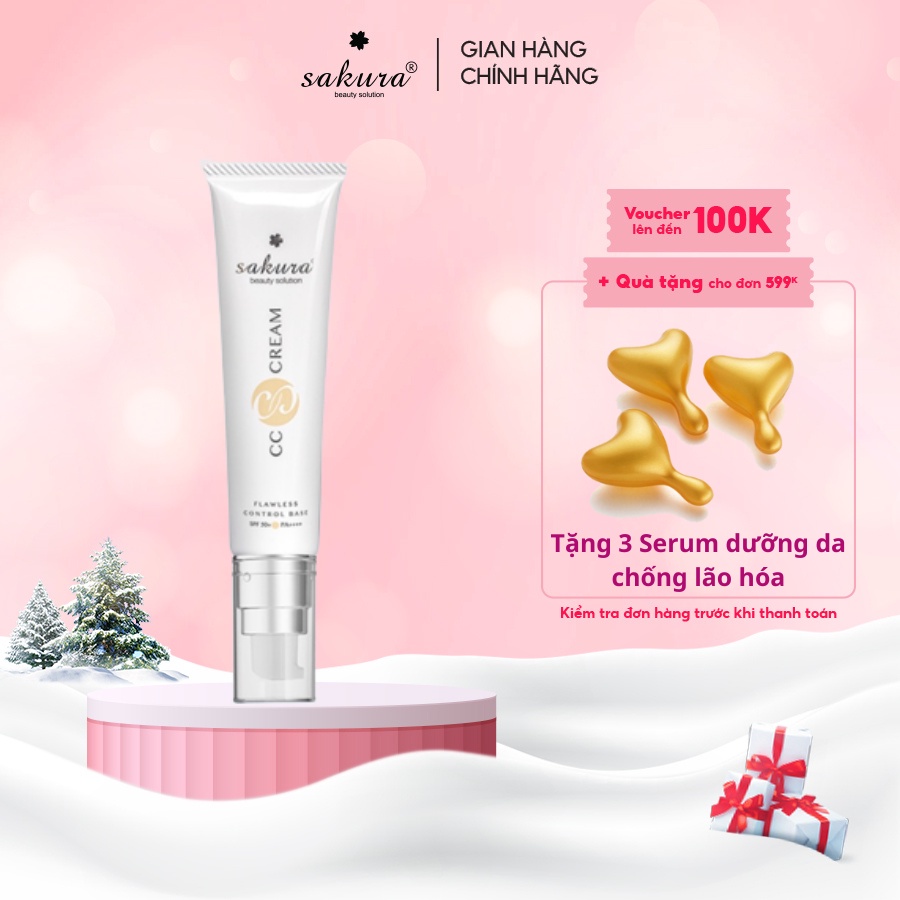 Kem trang điểm chống nắng Sakura Cc Cream Flawless Control Base sáng đều màu da 40ml