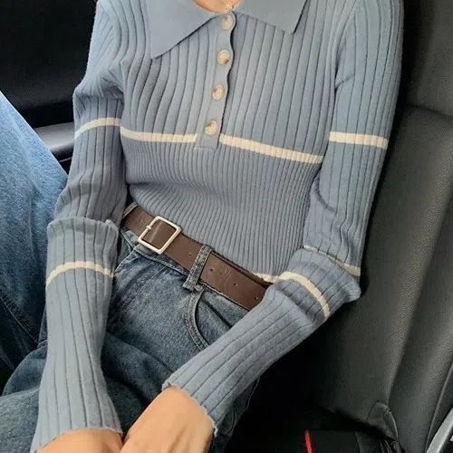 Áo Sweater Tay Dài Cổ polo Thời Trang Thu Đông Dành Cho Nữ