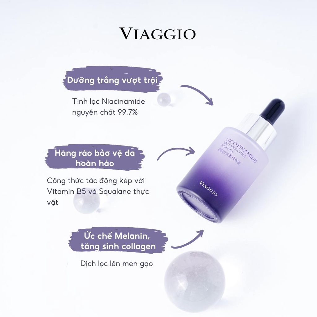 Combo Serum Dưỡng Trắng Niacinamide Và Kem Dưỡng Phục Hồi Ceramide VIAGGIO 50gr