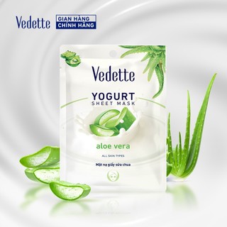 Mặt nạ giấy sữa chua Vedette Nha Đam 22ml - LÀM ẨM & DỊU DA
