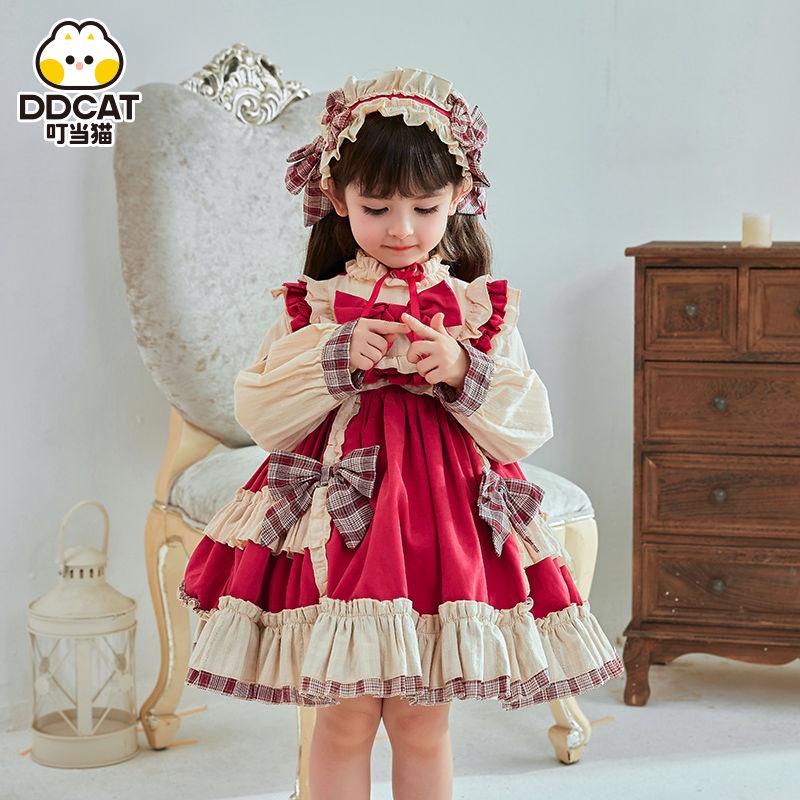 Lolita dress Đầm Công Chúa Tay Dài In Hình Mèo Tinkerbell Phong Cách Lolita Nhật Bản Dễ Thương Thời Trang Mùa Xuân Cho Bé Gái Giao Hàng Nhanh Chóng VW0D