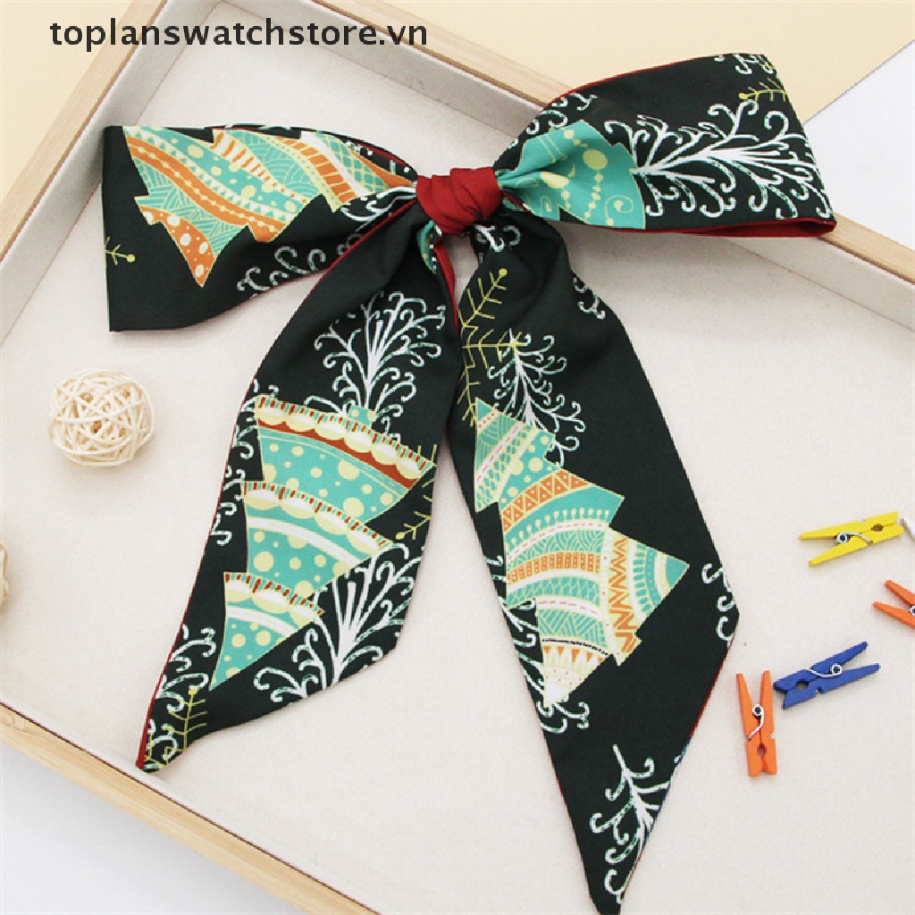 Toplanswatchstore Khăn Lụa Thắt Nơ In Họa Tiết Giáng Sinh Thời Trang Cho Nữ vn