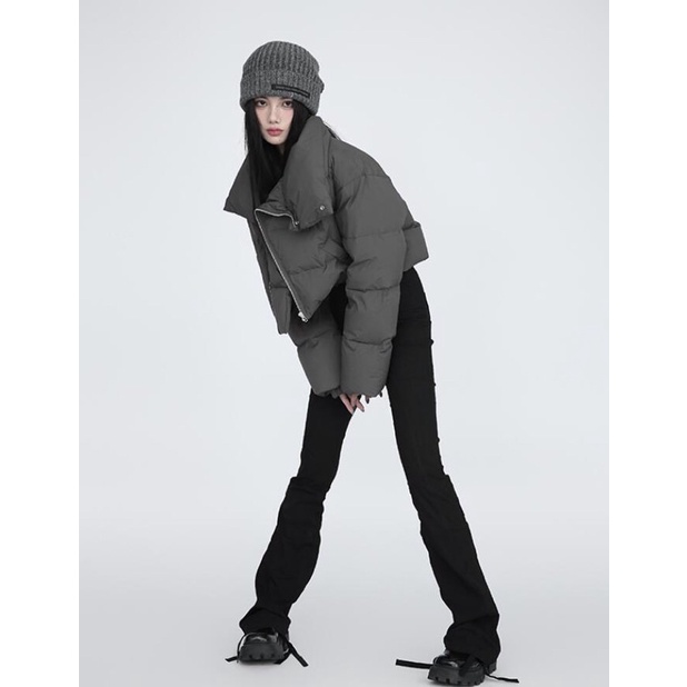 (Sẵn) Áo khoác phao béo đệm dày dáng lửng croptop phong cách đường phố | BigBuy360 - bigbuy360.vn