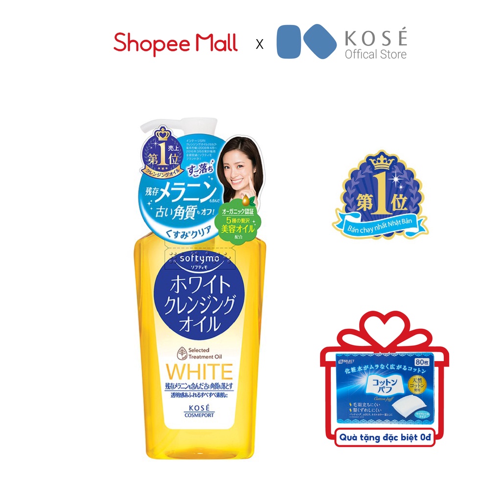 Dầu Tẩy Trang Trắng Da Nhật Bản Kose Softymo White Cleansing Oil 230ml
