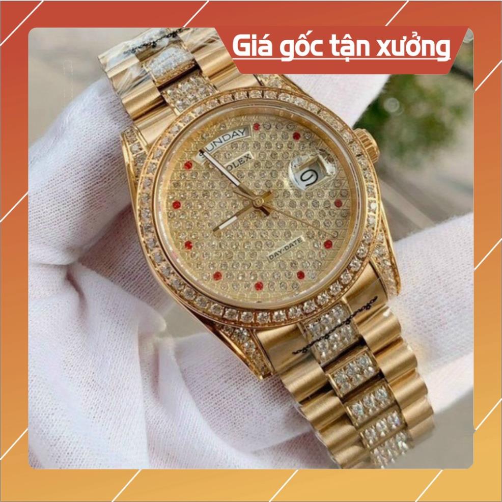 Đồng Hồ Nam RoLex DateJust Sapphire RA35 Mặt full đá Cọc giờ đính đá Máy cơ Automatic Nhật