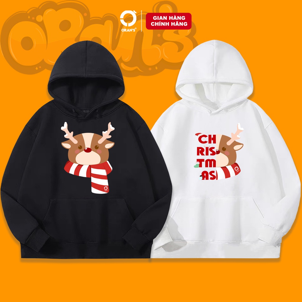 Áo Hoodie tuần lộc Noel ORAN'S chất nỉ cotton lót bông cao cấp form rộng unisex