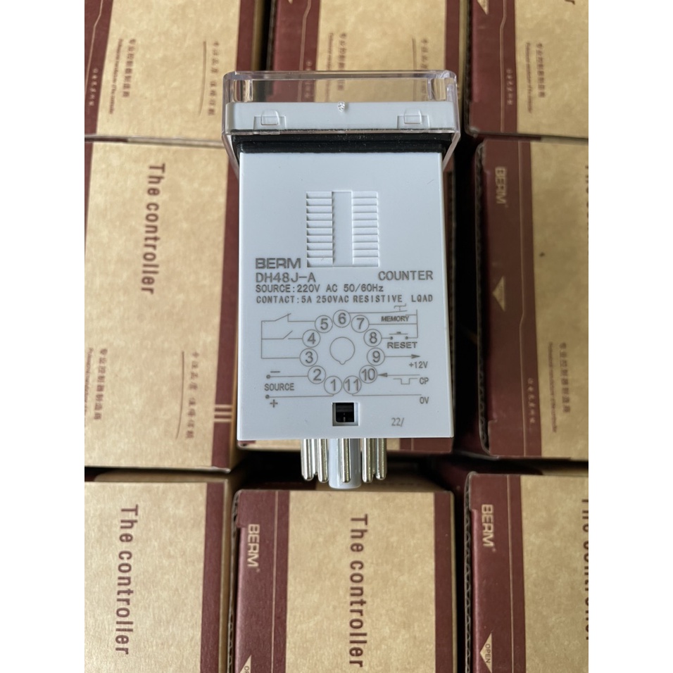 Bộ đếm 11 chân BERM DH48J-A, điện áp 220VAC