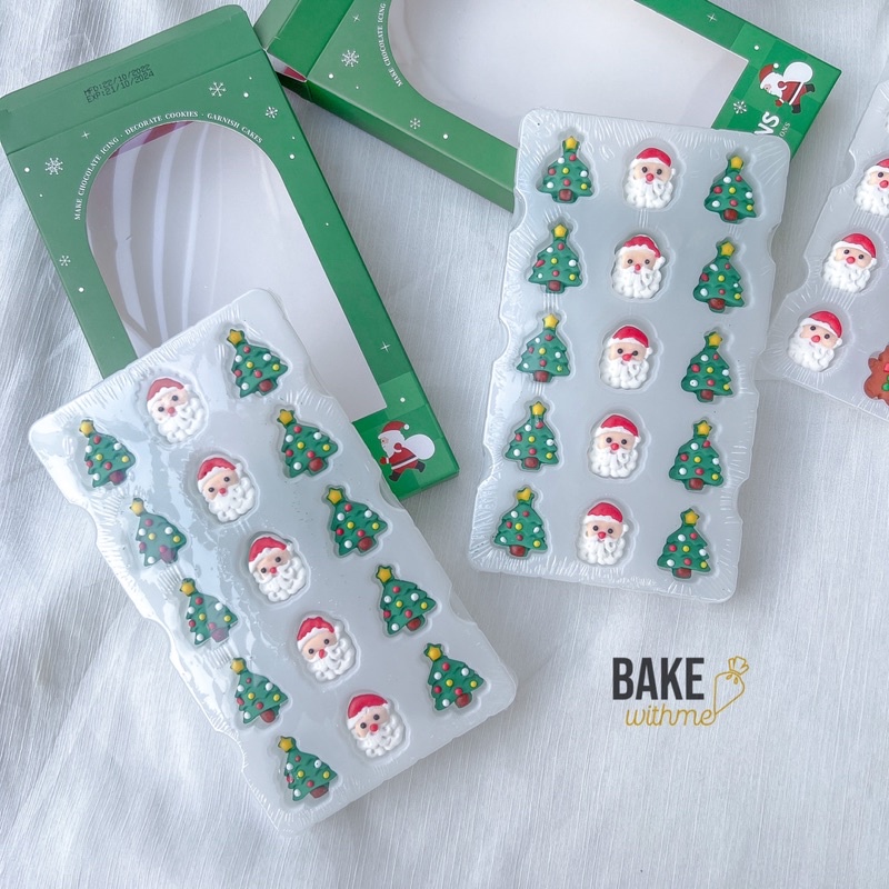 Kẹo bông đường, kẹo trang trí bộ 15 và 8 hình Giáng Sinh trang trí bánh sinh nhật, bánh kem