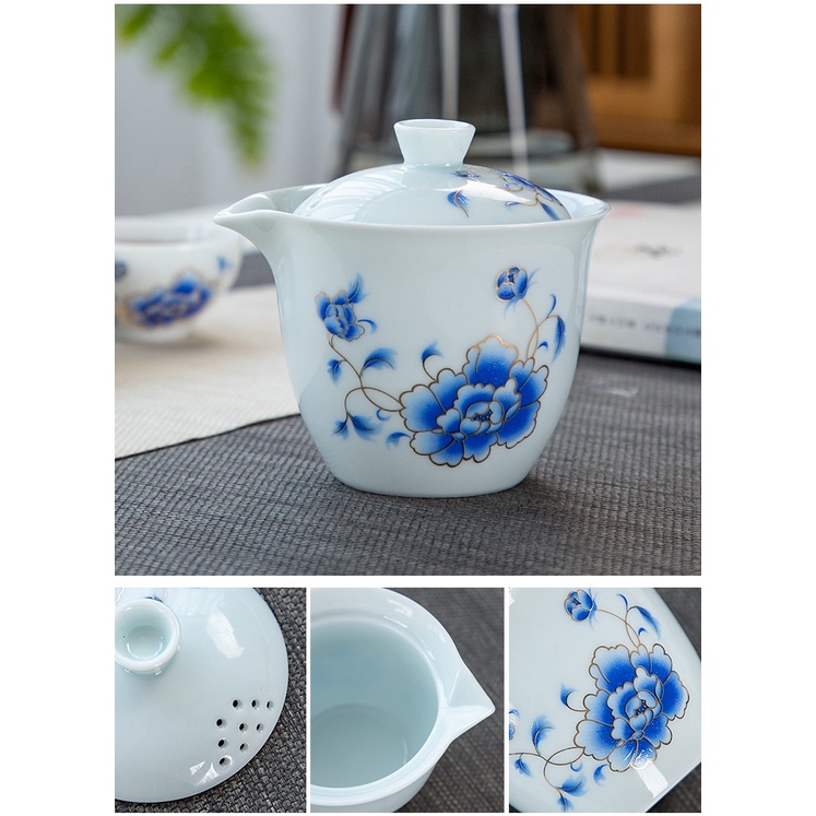 Bộ ấm chén pha trà bằng sứ (Có kèm túi mang đi du lịch tiện lợi chống va đập)