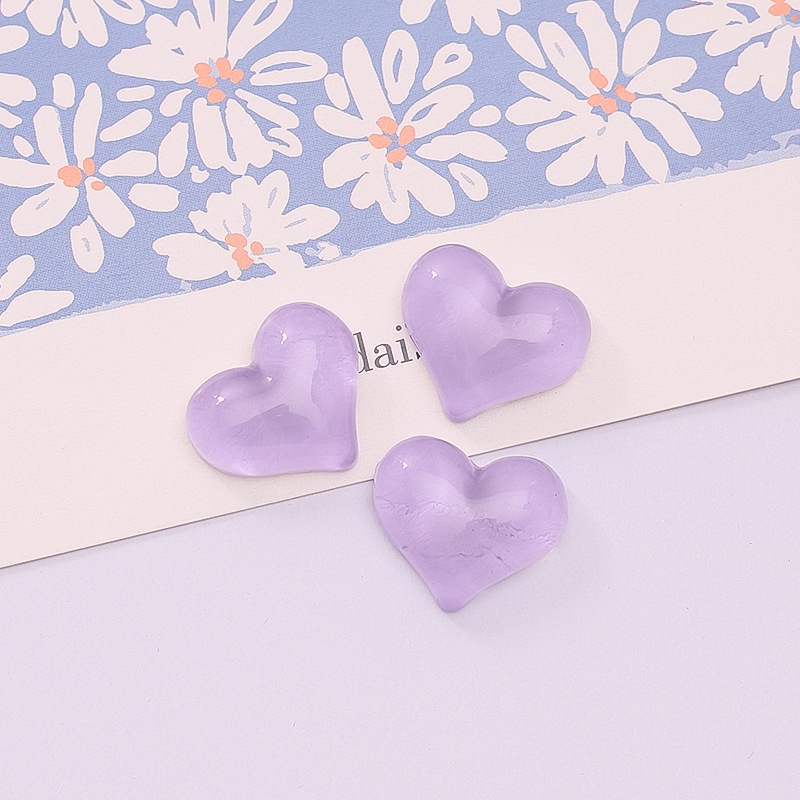 Set 10 Nút Nhựa Trong Suốt Hình Trái Tim Trang Trí Ốp Điện Thoại