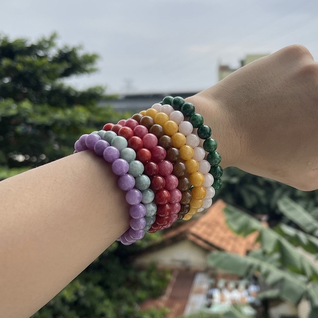 Vòng Tay Chuỗi Hạt Đá M.Nao Hoàng Quyên Màu Xanh, Đỏ, Hồng, Nâu, Tím, Vàng 8li - Vòn