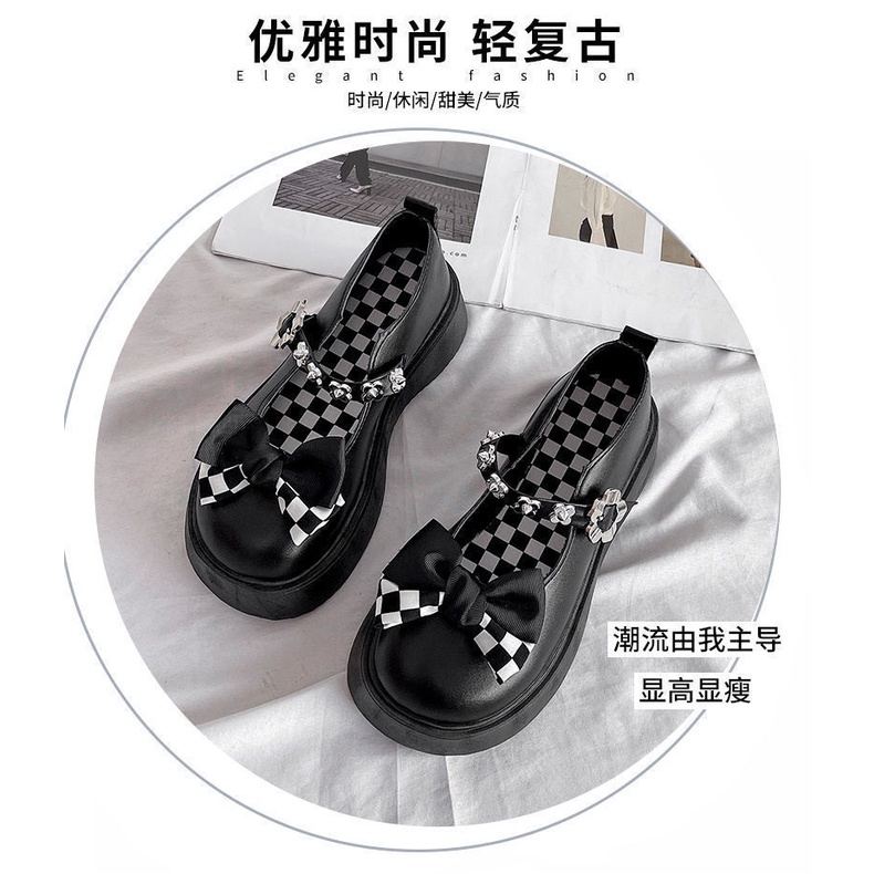 Giày Mary Jane 2022 Đế Dày Tăng Chiều Cao Bằng Da Mềm Đính Nơ Phong Cách Anh Quốc Dễ Thương Thời Trang Mùa Hè Cho Nữ