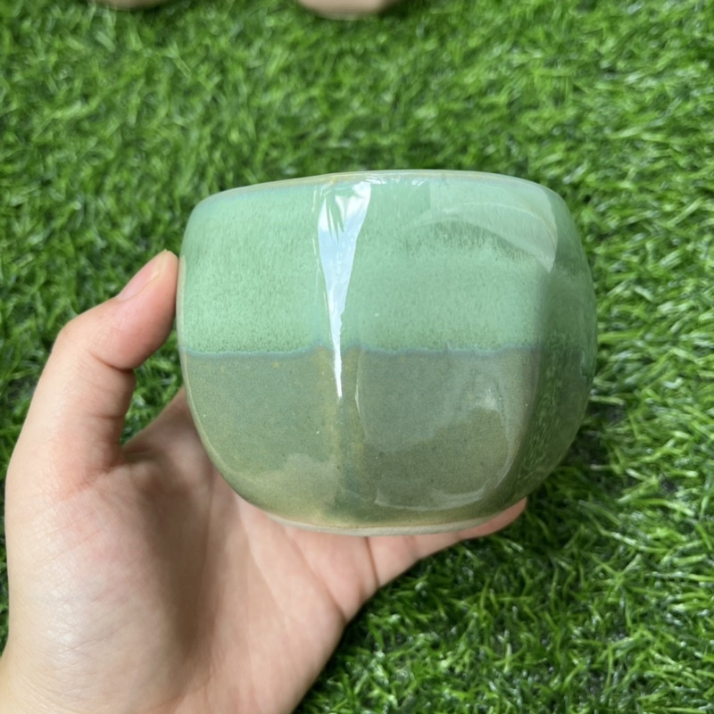 Chậu sứ men hỏa biến hình bóng lõm - Nhiều màu - Solar Garden