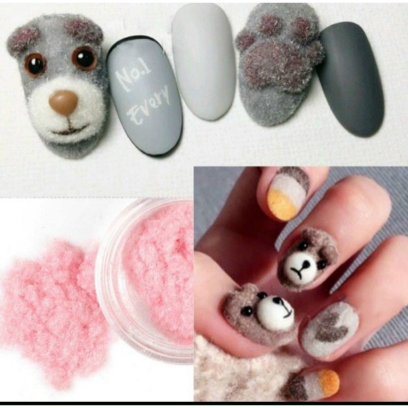 Set 11 hủ bột nhung màu ngẫu nhiên nhung phủ trang trí móng, phụ kiện, dụng cụ trang trí móng