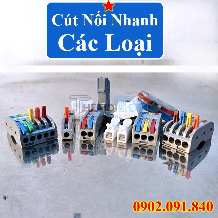 Cút nối dây điện nhanh PCT2-2/ PCT212, đầu nối dây điện nhanh cho đèn LED  0.8 đến 4mm, đầu cos nối thẳng - 1 cặp cổng 10Cái