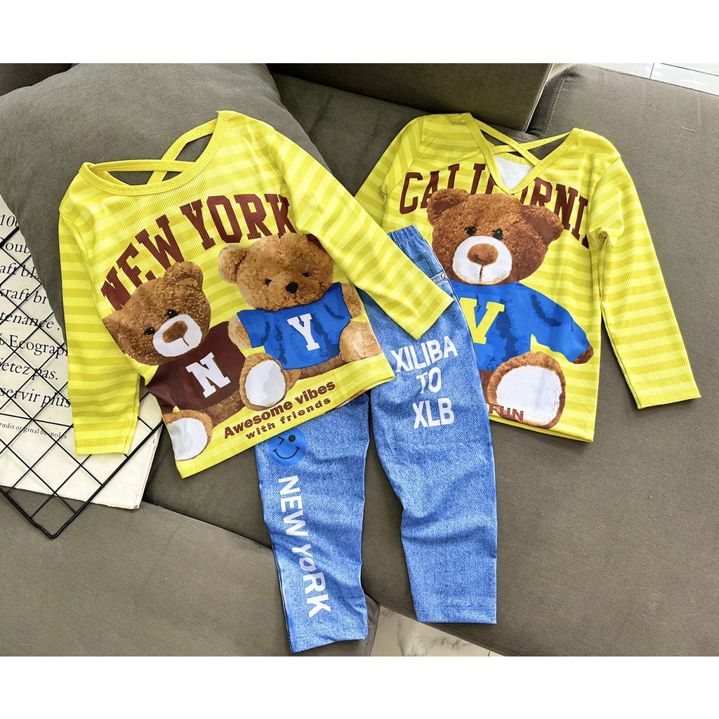 Bộ tay dài quần dài thun lạnh 3D siêu sang cho bé gái size đại 25-45kg-Quần áo trẻ em-Pikakids