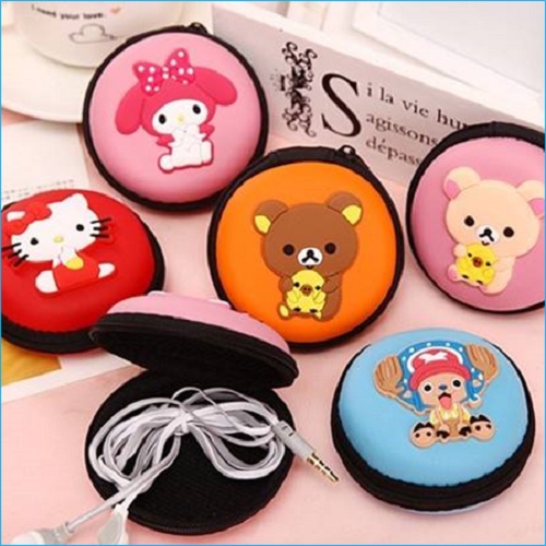 Hộp đựng tai nghe dây cáp cóc sạc tròn nhiều mẫu hình  - Túi đựng tai nghe hình tròn xin xắn du lịch