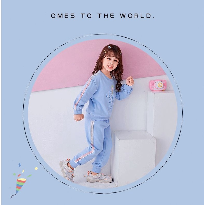 Bộ Nỉ Thu Đông Dài Tay Bé Gái Hình Elsa Siêu Đẹp Hàng QCCC