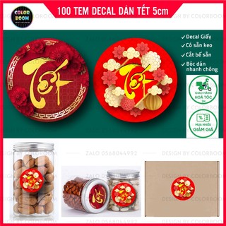 Combo 100tem tết decal dán tết mẫu sẵn - decal giấy -tem tròn 5cm