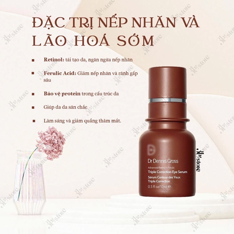 Kem mắt Dr Dennis Gross Ferulic + Retinol Triple Correction Eye Serum 🌟