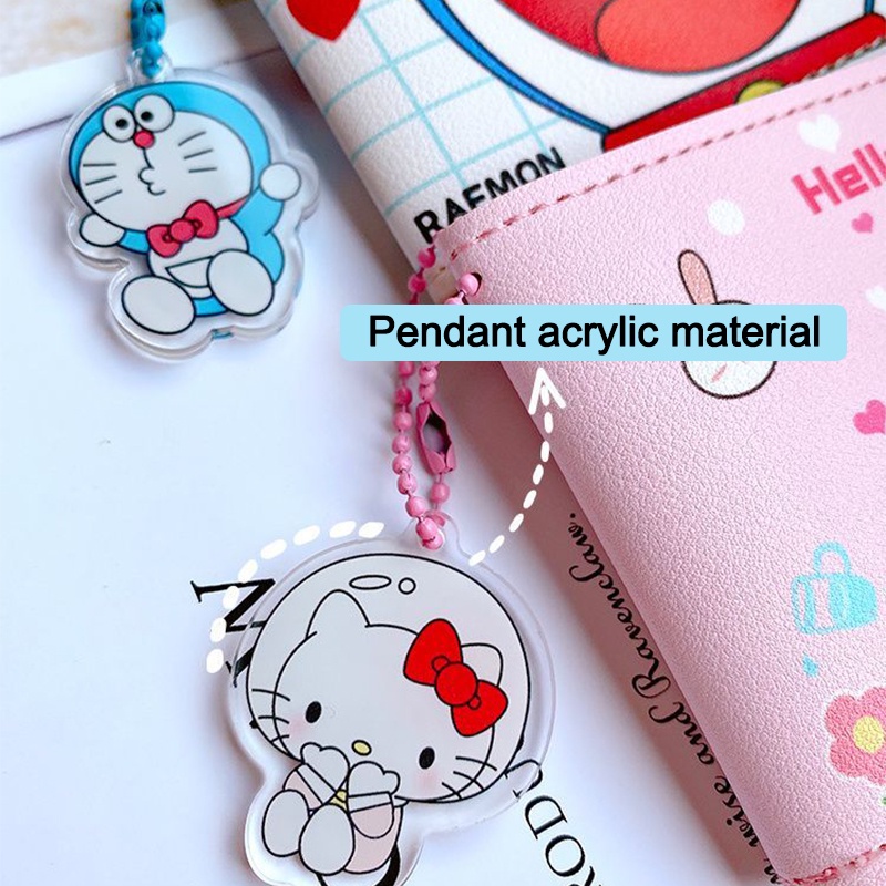 Ví Da PU 6 Ngăn Đựng Thẻ Kèm Móc Khóa Hình Mèo Hello Kitty Pokemon Doreamon Lotso Dễ Thương Cho Học Sinh Giá Đỡ