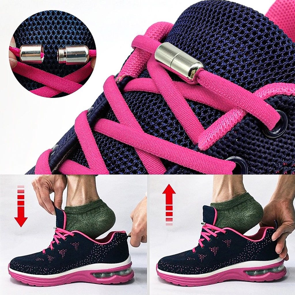 1 Cặp Dây Giày Co Giãn Không Cần Buộc An Toàn Nhanh Chóng Cho Người Lớn Và Trẻ Em