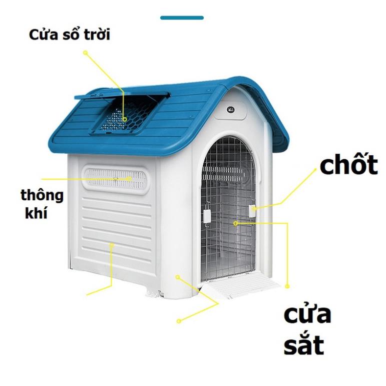 Nhà cho chó nhà nhựa ngoài trời chống nước size đại 115cm chó dưới 45kg