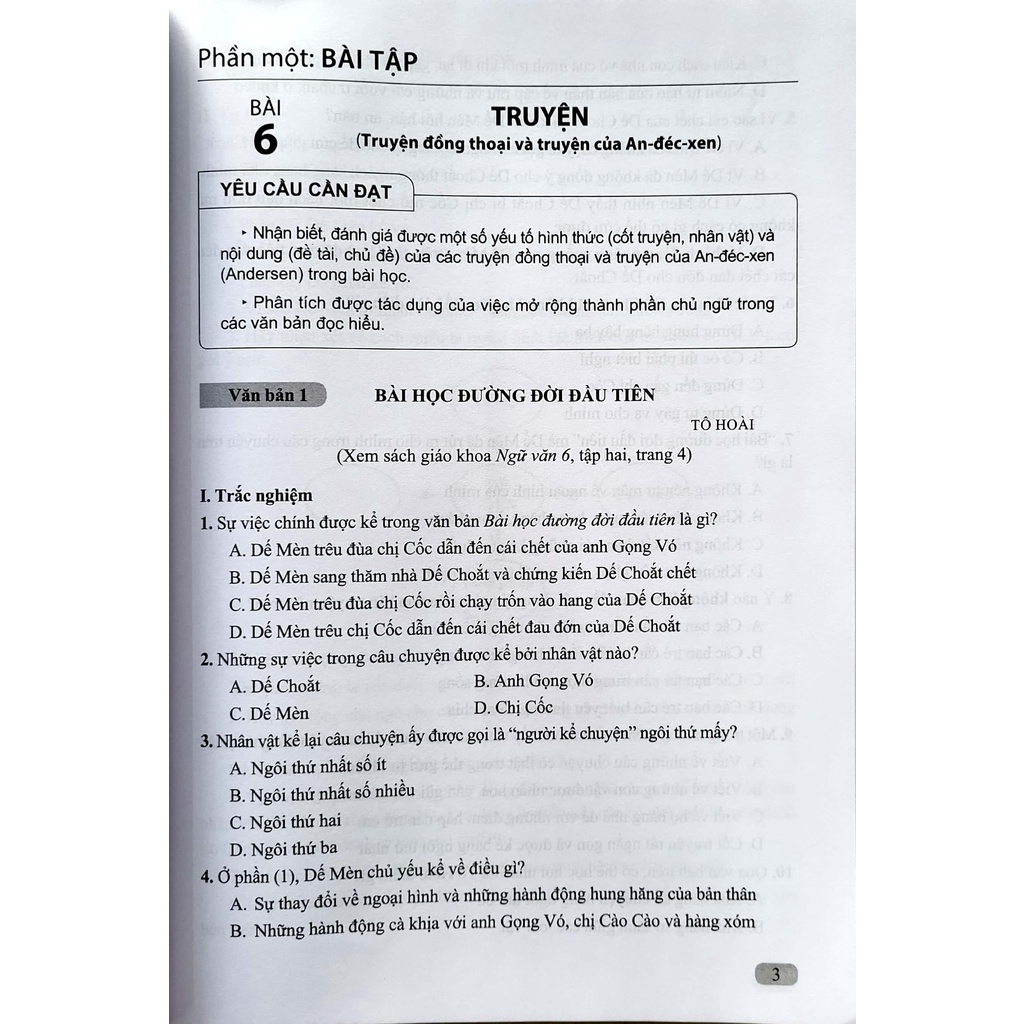 Sách - Bài tập đọc hiểu Ngữ văn 6 - Cánh Diều