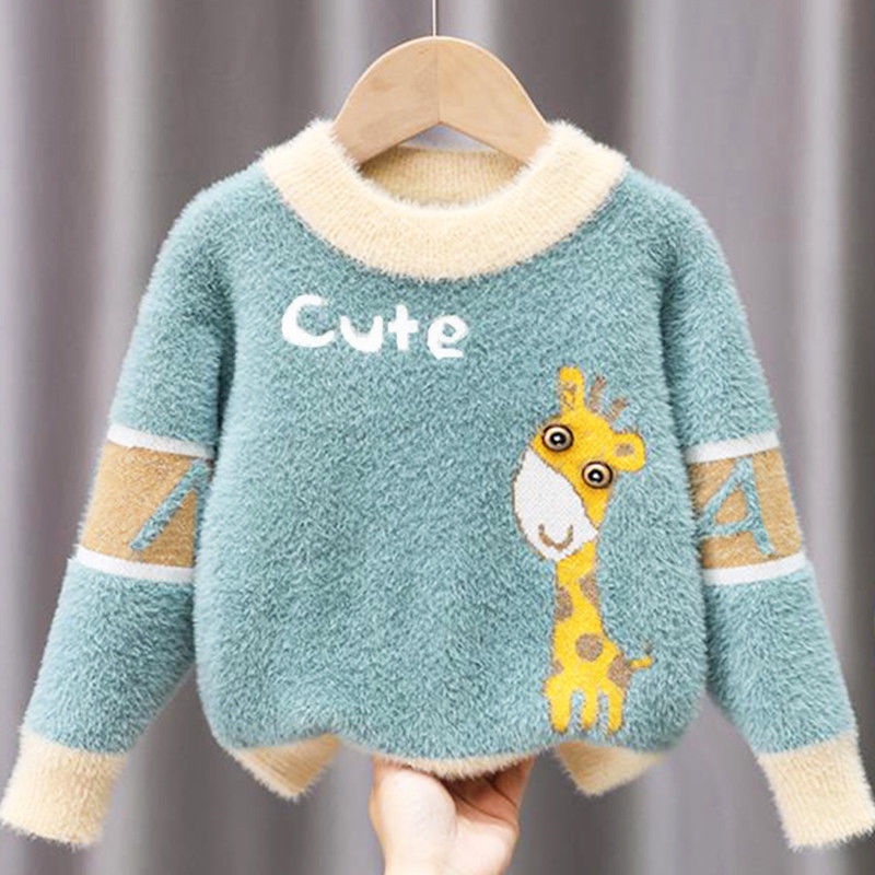 Áo Sweater Dệt Kim Vải Lông Chồn Thời Trang Mùa Đông 2022 Mới Cho Bé Trai