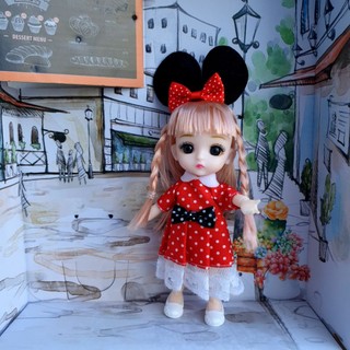 Búp bê nhỏ xinh 16cm mắt đá 3D có khớp xoay, đồ chơi búp bê quà tặng dễ thương cho bé gái- Doll Gift Shop