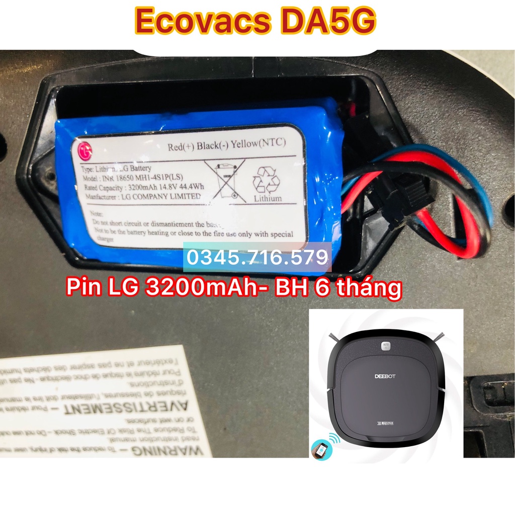 Pin LG 3200mAh nâng cấp cho Robot hút bụi Ecovacs Deebot Slim 2, DA5G,DB35, DA611, TCR360, D36A, D36B, D36C