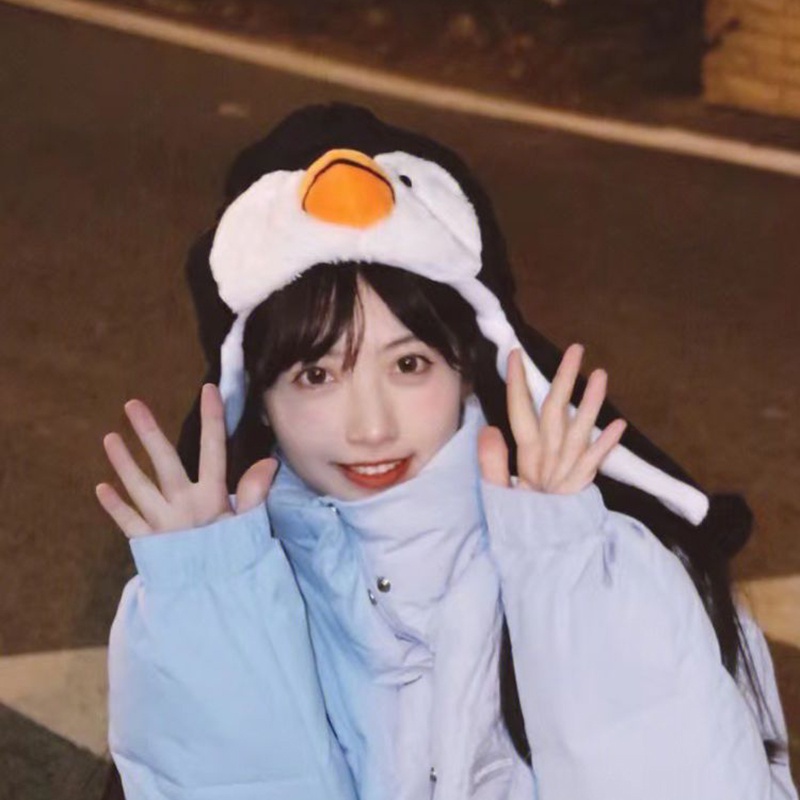 Mũ Giữ Ấm Mùa Đông Hình Chim Cánh Cụt Dễ Thương JP5