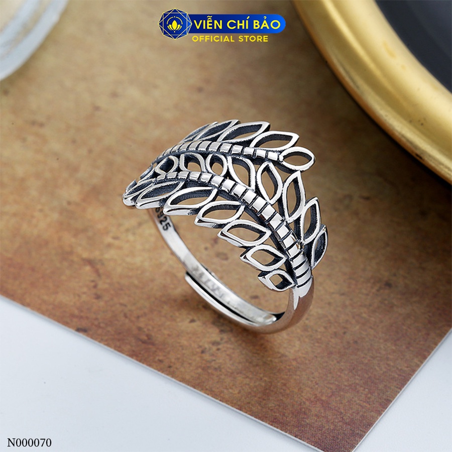 Nhẫn bạc nữ hình lá bản to chất liệu bạc Thái 925 thời trang phụ kiện trang sức Viễn Chí Bảo N000070