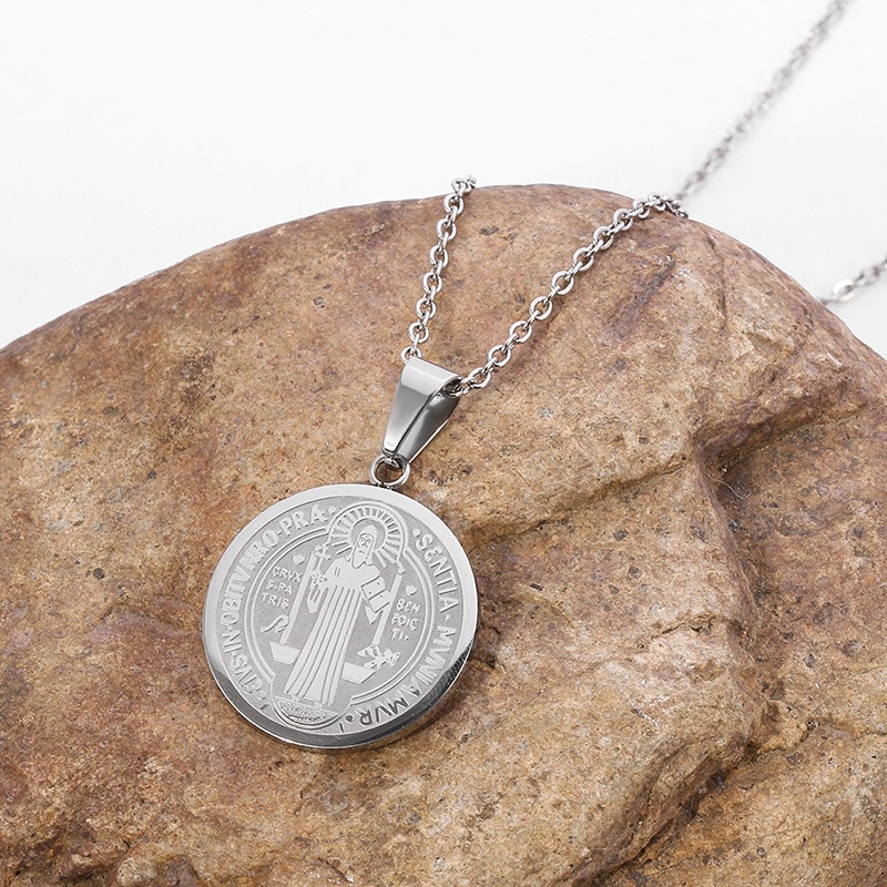 Vòng cổ Hai Mặt Bằng Thép Không Gỉ Mặt Thánh Giá Cho Nam JP5