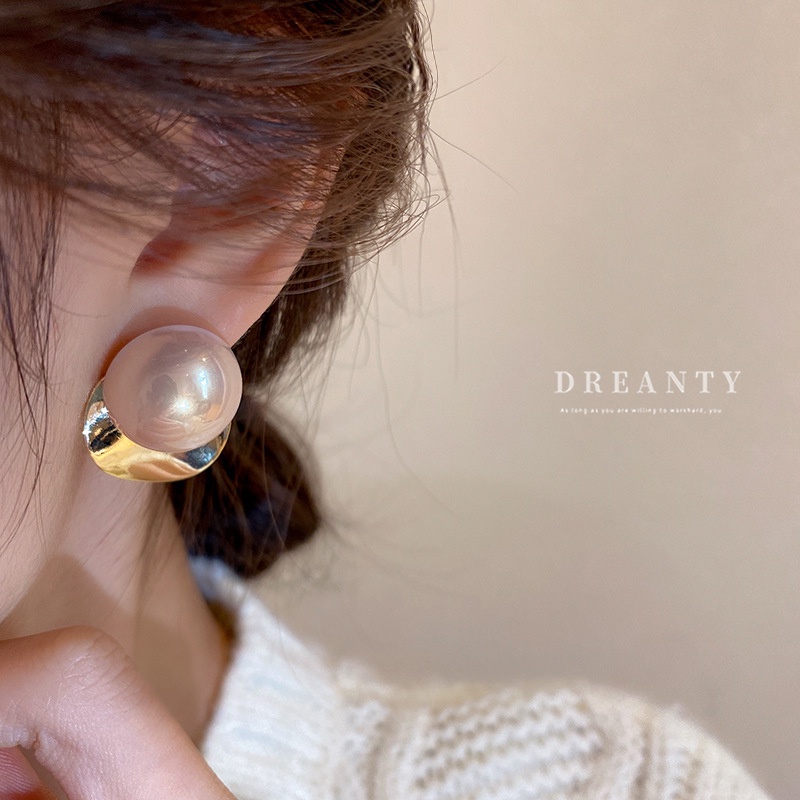 Khuyên Tai Bạc Hình Tròn Xoắn Đính Ngọc Trai Phong Cách Âu Mỹ Cá Tính Kiểu Mới