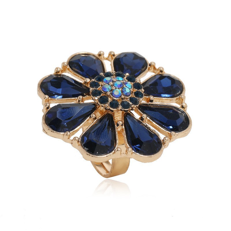 1 Nhẫn Hở Điều Chỉnh Được Hình Hoa Kim Cương Màu Đỏ / Xanh Dương / Trắng Phong Cách retro Thời Trang Đơn Giản