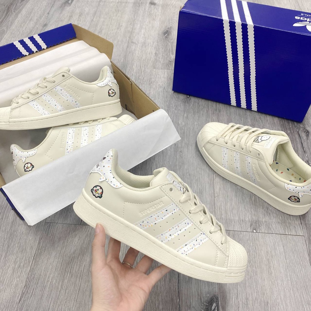 Giày thể thao das sò trắng candy hàng SC mẫu mới 2022, Giày Superstar Cloud White Mũi Sò Bản
