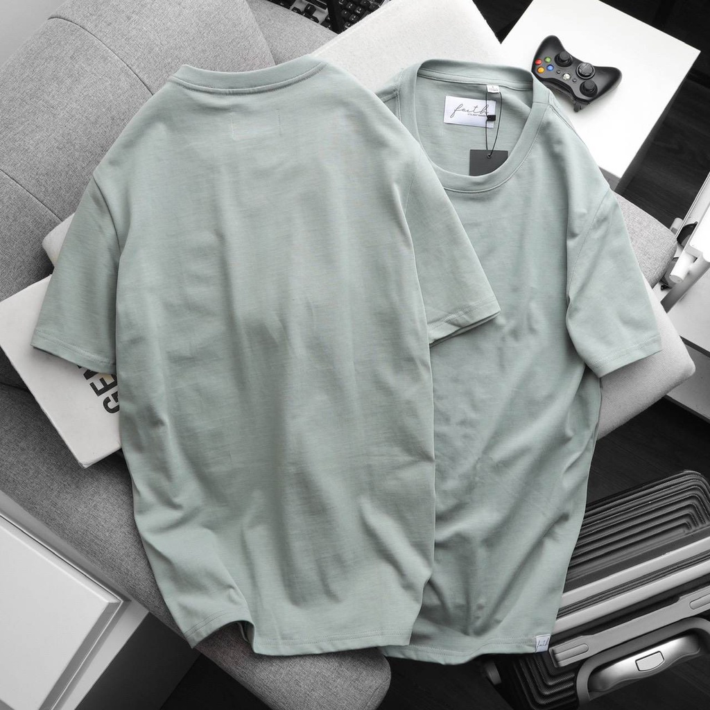 Áo thun trơn Faith nam form rộng hàng VNXK, chất cotton khô 100% dày dặn co giãn 4 chiều