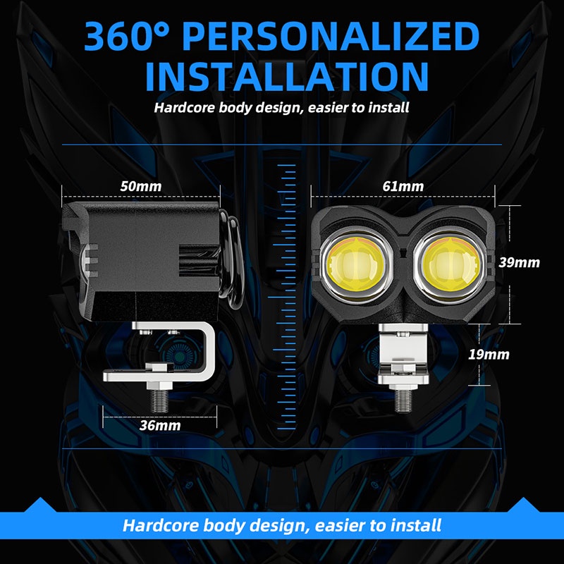 1 Đèn Pha LED Ánh Sáng Trắng / Vàng ATV Cho Xe Máy