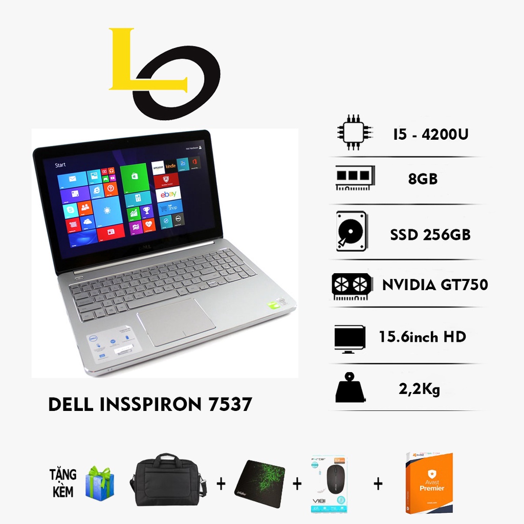 Laptop cũ rẻ Dell 7537 Core i5 Ram 8Gb Màn To Card Rời Máy bền bỉ Chạy 24