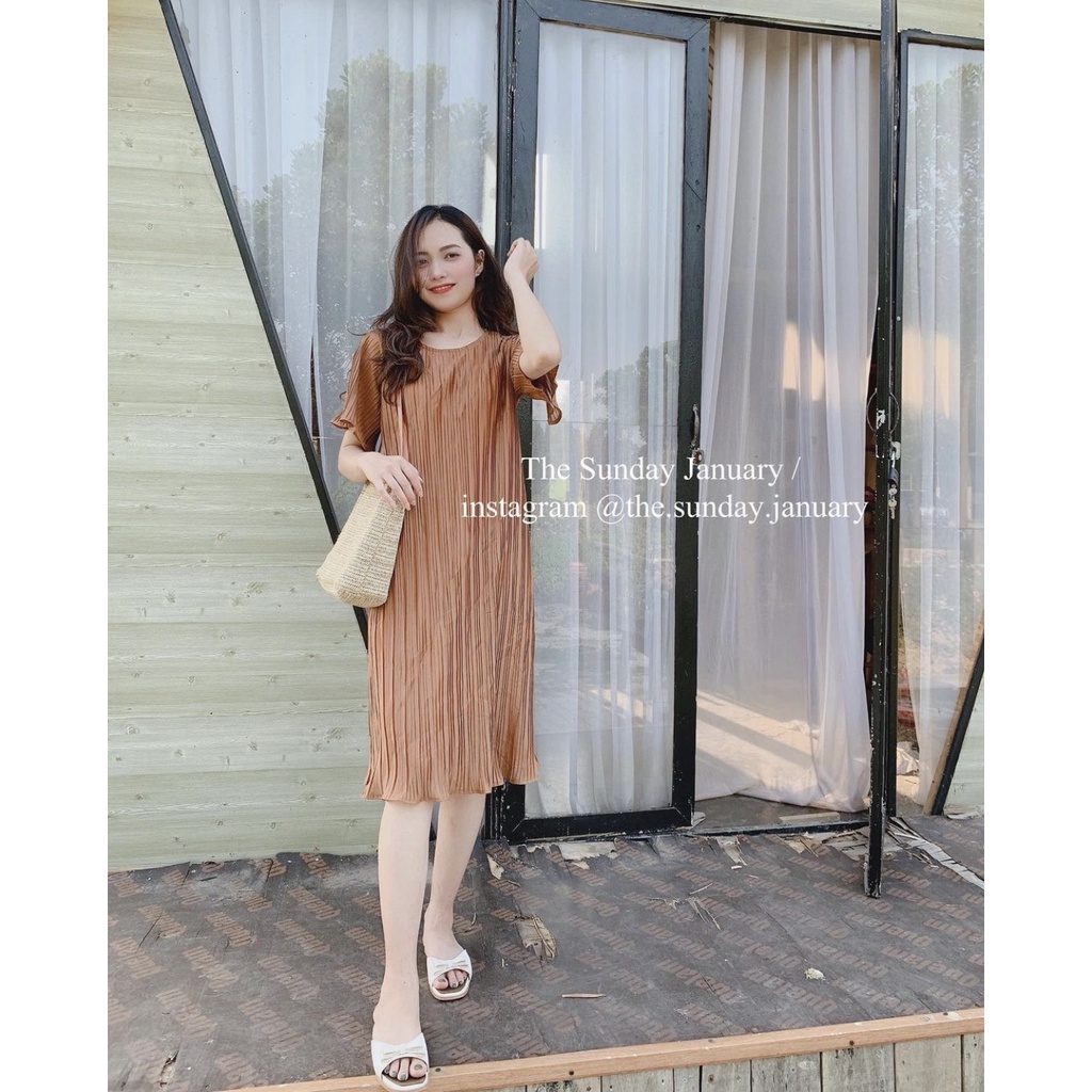Váy Dập Ly Suông 4 Màu Hot Trend/ 2 Lớp