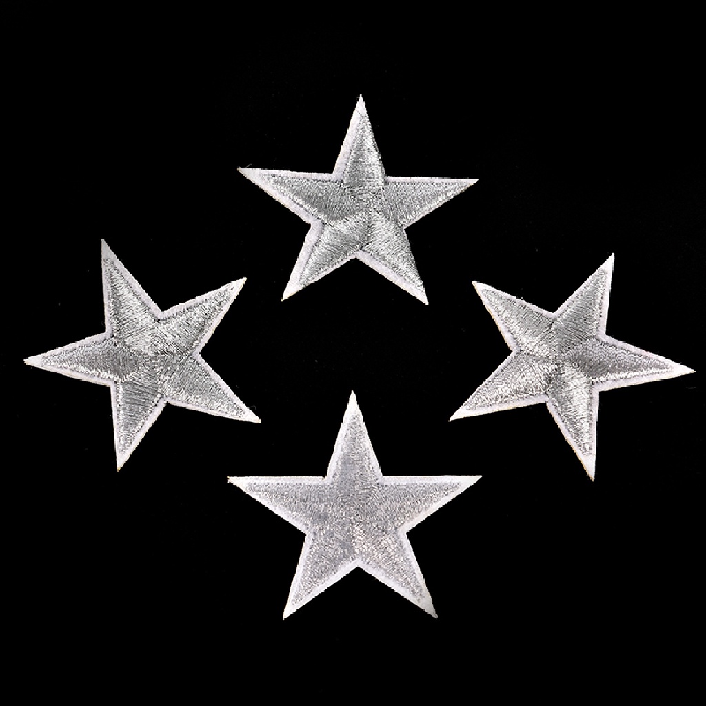 Bộ 10 Sticker Ủi Thêu Hình Ngôi Sao Màu Bạc