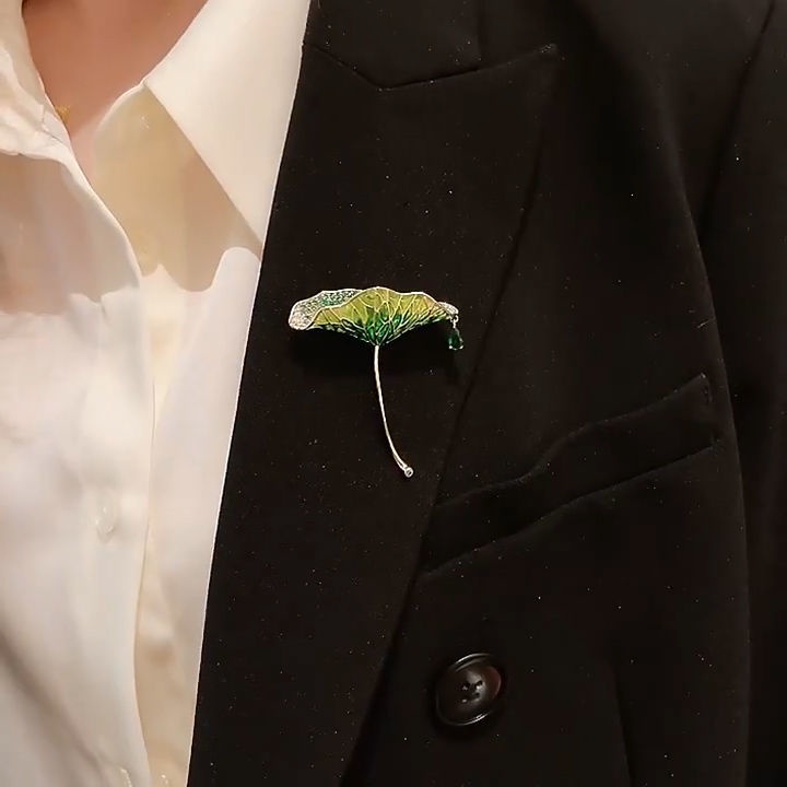 Ghim Cài Áo Hình Lá Sen Bằng Kim Loại Cao Cấp Phong Cách Dân Tộc Dành Cho Nữ