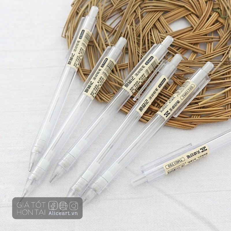 Bút chì bấm cơ ngòi màu trong suốt mờ và ngòi chì 0.5mm 0.7mm tiện dụng cho học sinh Sale