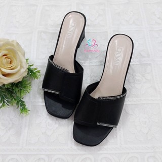 Dép cao gót Dusto da mềm, gót vuông 5cm (sẵn size 38)