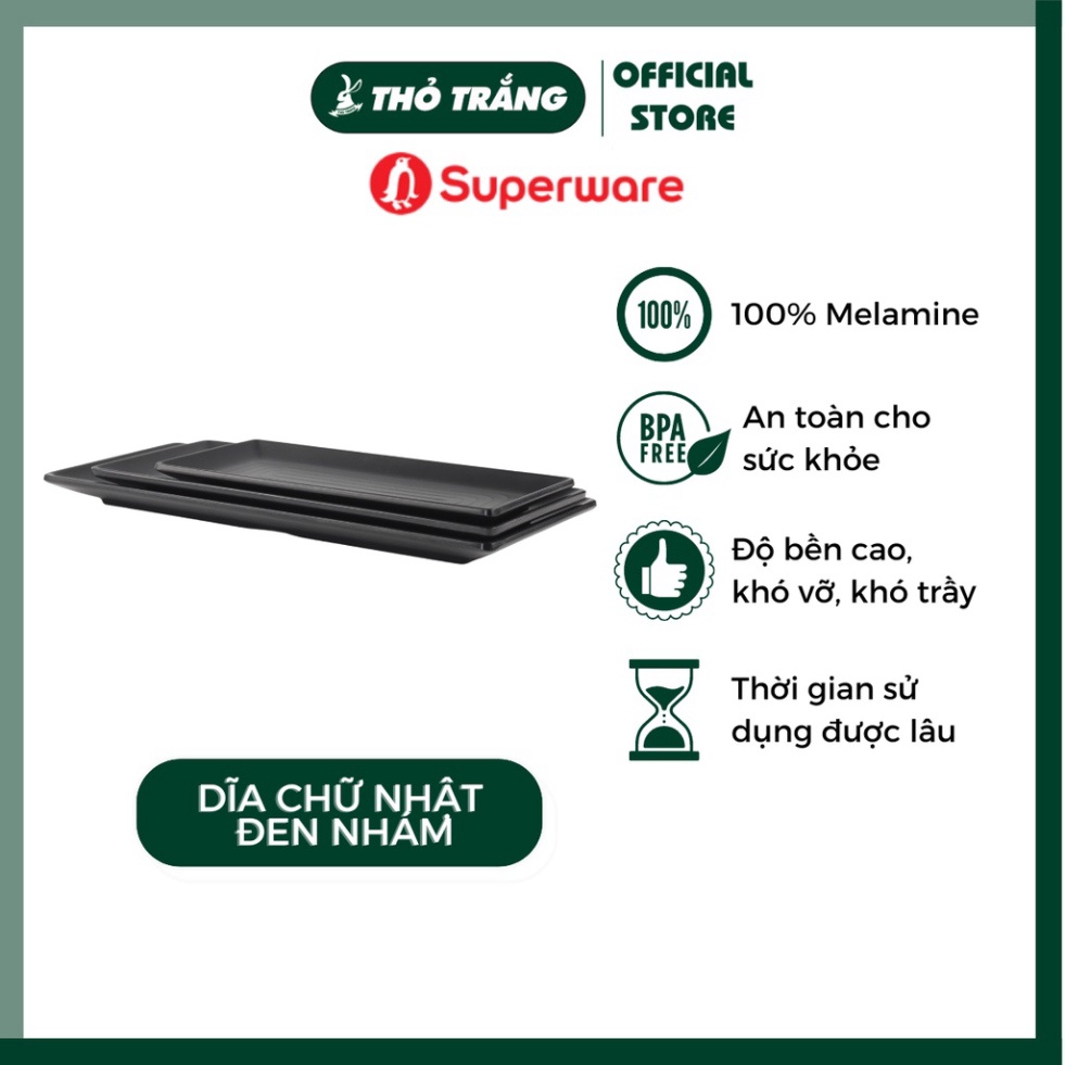 Dĩa chữ nhật nhựa nhám Nhà Hàng Hàn Quốc Srithai Superware đa dạng mẫu mã, màu sắc