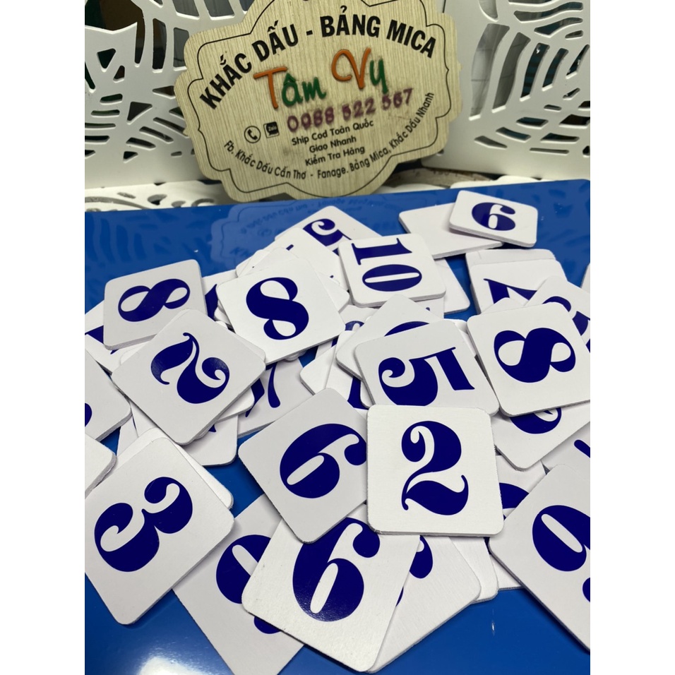 thẻ số thứ tự, 5cm vuông, 2.5k/ cái ( giá 25k được 10 số)